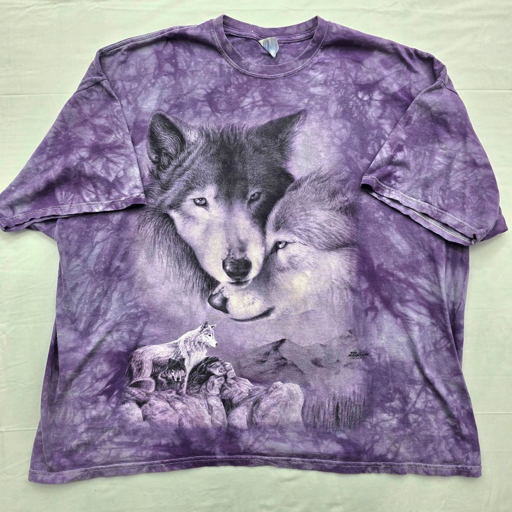 Y2K Inspired Mountain Wolf Graphic Tie Dye T-Shirt Purple Jen Philpot 3XL